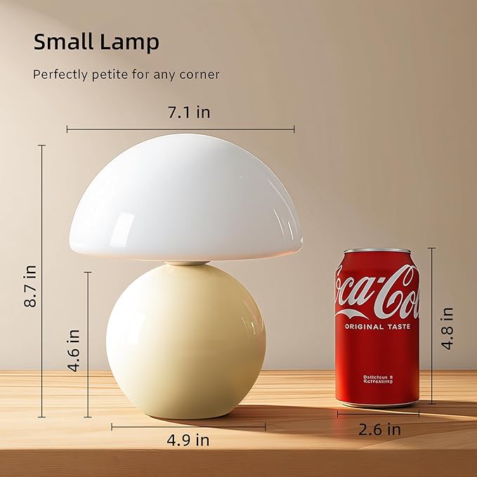 Dawnwake Mushroom Lamp Table Lamp for Bedroom,Desk Bedside Small Lamps for Living Room Night Stands,Mushroom Decor Cute Mini Modern Mid Century Lamps,Unique Aesthetic Home Living Room Decor(Cream)