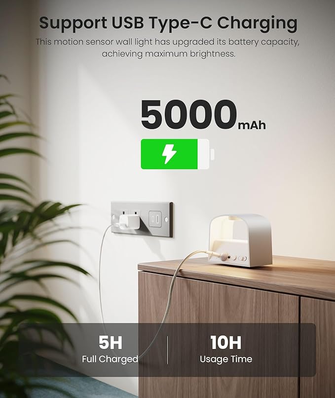 FULEN Motion Sensor Wall Light with Remote Control 3 Colors Wireless Wall Lamp LED Indoor Up and Down Wall Sconce 5000mAh Rechargeable Battery Powered Wall Lamps Brightness Adjustable, White 1 Pack
