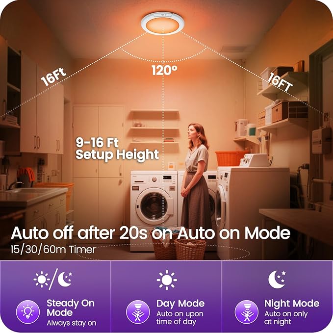 Motion Sensor Rechargeable Shower Light for Inside Shower with Remote, RGBW Battery Operated Ceiling Light, Wireless, Color-Changing Ambient Light, Warm-to-Cool Whites, Dimmable, Timer, Magnetic
