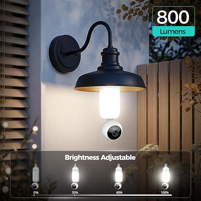 2K Light Bulb Security Cameras Outdoor Indoor - 355° Manual Pan / 110° Tilt Light Bulb Camera Wireless for Home Security with Color Night Vision, Motion Detection, SD/Cloud Storage, 2-Way Audio, Siren