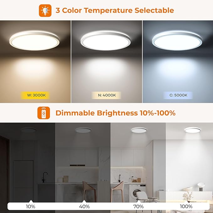 Matane 2Pack Motion Sensor LED Ceiling Light with Remote, 12 Inch Wired Flush Mount Light 3000K 4000K 5000K, 2400LM Dimmable Motion Sensor Light Indoor for Closet Hallway Laundry Stairs New Version