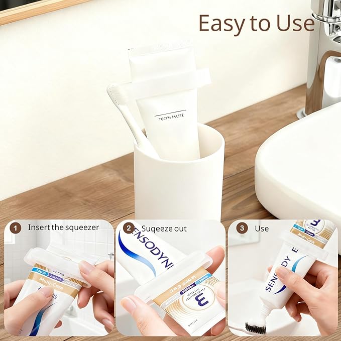 8-Pack Toothpaste Tube Squeezer by JM.JEEMI- Easy Squeeze Dispenser for Kids, Manual Roller Clip for Bathroom & Travel, Fits Toothpaste, Cream & Paint Tubes up to 2.6" Wide