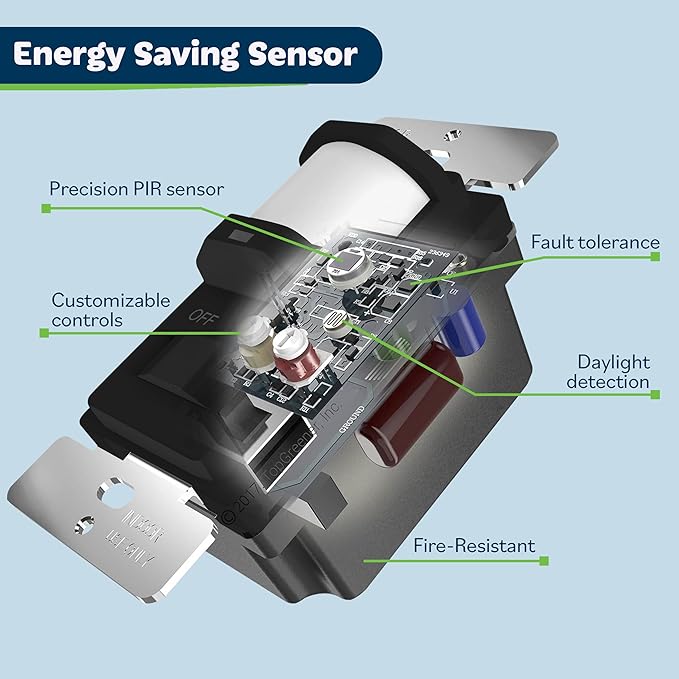 TOPGREENER in Wall PIR Motion Sensor Light Switch, Occupancy Sensor Switch, 𝐍𝐞𝐮𝐭𝐫𝐚𝐥 𝐖𝐢𝐫𝐞 𝐑𝐞𝐪𝐮𝐢𝐫𝐞𝐝, On/Off Override, 𝐒𝐢𝐧𝐠𝐥𝐞 𝐏𝐨𝐥𝐞, 4A, 500W, TSOS5-BKWP,Black,2 Pack