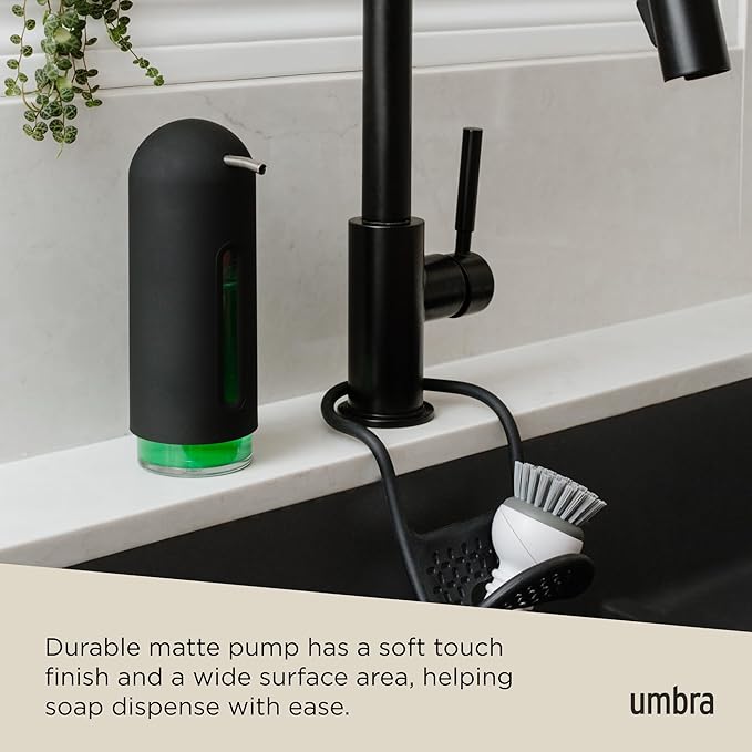 Umbra Penguin 12 oz (355 ml) Soap Pump, Kitchen Soap Dispenser, Also Works with Hand Sanitizer, Black