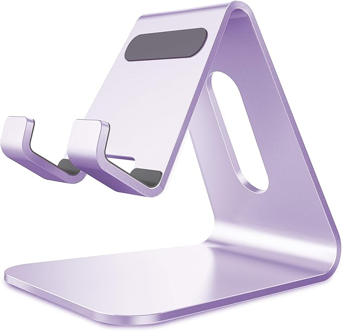 CreaDream Cell Phone Stand, Cradle, Holder,Aluminum Desktop Stand Compatible with Switch, All Smart Phone, iPhone 17 16 Pro Xs Max Xr X Se 8 7 6 6s Plus SE 5 5s-Purple