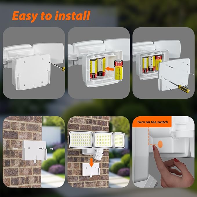 AIXPI Battery Powered Motion Sensor Outdoor Lights, 1500LM Flood Light IP65 Waterproof Security Light Motion Detector Lights Wireless for Outside, Yard White 1Pack