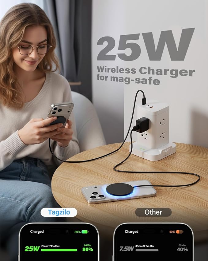2Pack Magnetic Wireless Charger 25W Fast Charger for iPhone 17/16/15/14/13/12 Series & AirPods, Portable Wireless Charging Pad for Travel Home Office Desk, 6.6FT-Black with Plugs
