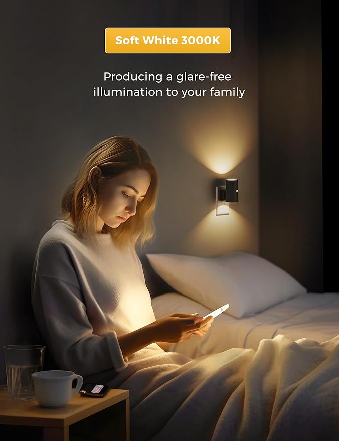 L LOHAS LED Motion Sensor Night Light, Dimmable Night Lights Plug into Wall, Plug in Nightlight, Motion Sensor Light Indoor for Bathroom Hallway Bedroom Stairs Kids Elderly [3000K,2 Pack]