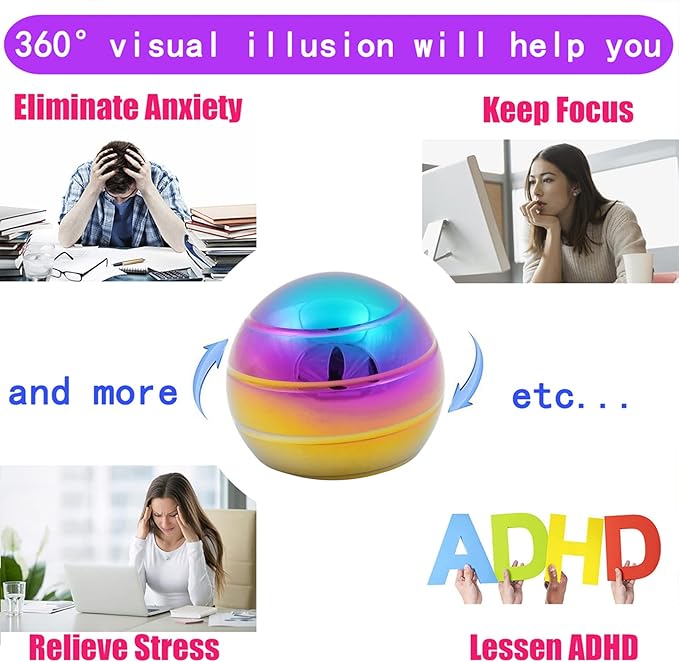 Desk-Kinetic-Toys Cool-Gadgets for Fidget: Cool-Stuff Thing Game Toy for Adult Teen Children Kid, Stress Relief Optical-Illusion Gifts for Office School Home Man Women Christmas Spinning 300 Seconds