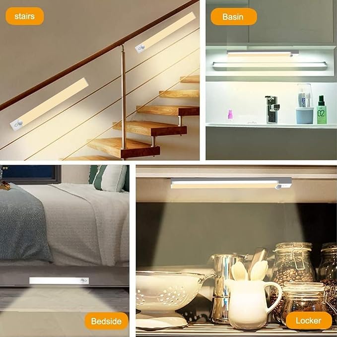 Under Cabinet Lighting Wireless, 3 Packs Rechargeable Motion Sensor Light Indoor Disassembled, 3 Color Temps Closet Light Stick on, 8 Inches Under Counter Lights for Kitchen, Wardrobe, Bedroom