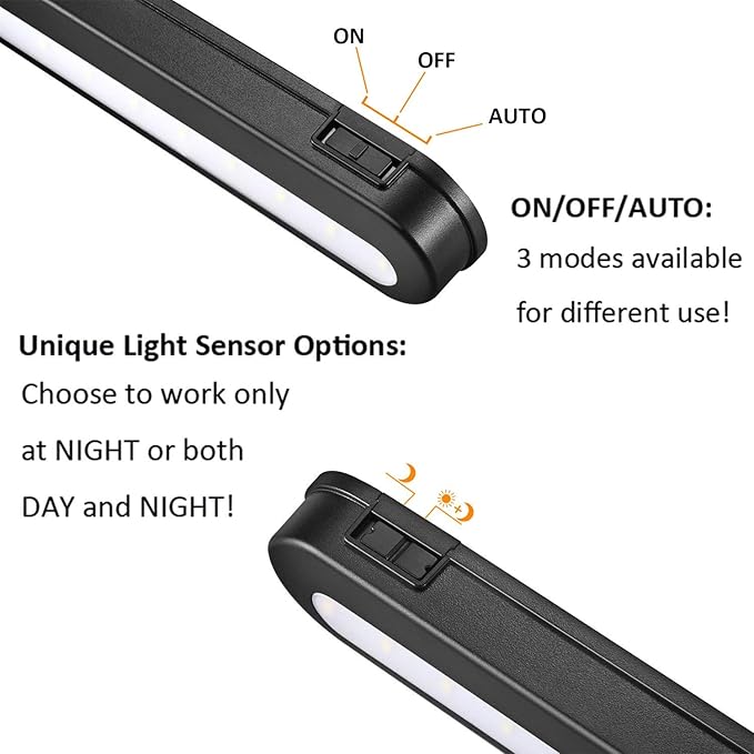 BLS T01LB LED Closet Light Super Bright 20 LED Under Cabinet Lighting Battery Powered/DC Input Wireless Motion Sensing Light, Motion & Light Sensor, Light Beam Adjustable, Black(2 Pack)
