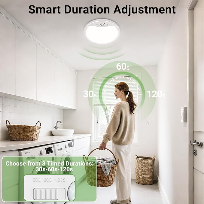 zemty 4 Pack 9 Inch Motion Sensor Ceiling Lights Wired, 18W 1800lm 3CCT/3 Mode/30-120s Timer, Bright White LED Flush Mount Light Fixture Motion Activated for Closet Pantry Hallways Stairwells Garage