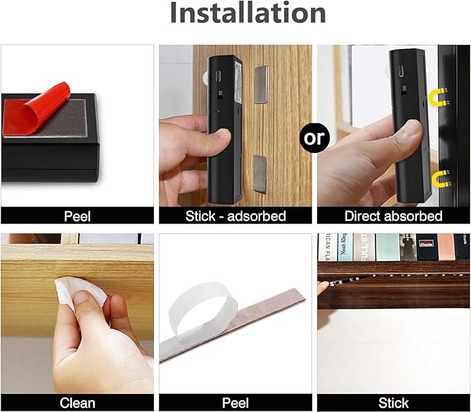 WOBANE Motion Sensor Closet Strip Lights, Rechargeable Motion Activated Light, Battery Powered 6.56ft LED Strip, 60 LEDs Homelife Bar for Wardrobe,Stair,Pantry,Counter,Cabinet,Bed,6000K White,Black