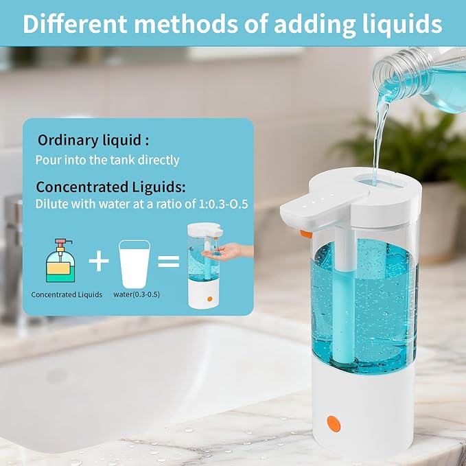 Automatic Liquid Soap Dispenser Touchless, USB Rechargeable Smart Hand Soap Dispenser, 4-Level Adjustable, 13.5oz/400mL Wall Mount for Bathroom Kitchen Dish Soap-Orange