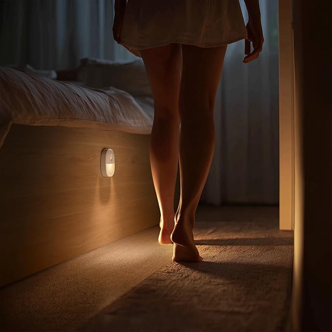 Lyridz Rechargeable Night Light, Motion Sensor Battery Nightlight, Mini Stick-on LED Closet Light, 1-20LM Dimmable Brightness for Bathroom, Bedroom, Kitchen, Washroom, Stairs, Hallway, 3-Pack