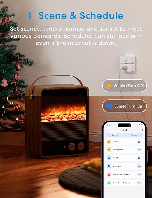 Meross Smart Plug Mini Support Apple HomeKit, Siri, Alexa, App Control, Timer, 15A & Reliable WiFi Outlet, No Hub Needed, 2.4G WiFi Only, 4 Pack