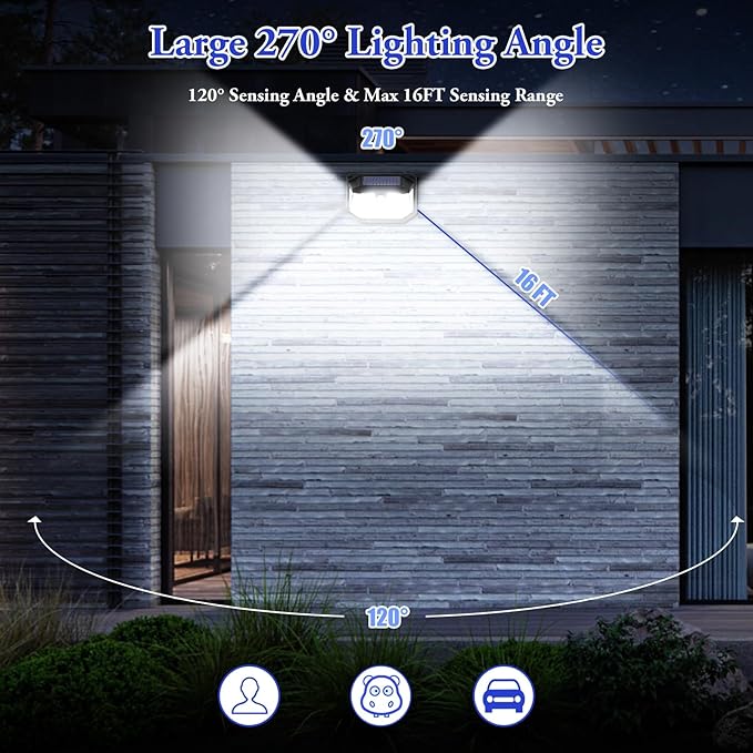 Solar Outdoor Lights, 12-Pack Super Bright 178 LEDs Motion Sensor Wall Light with 270° Wide Angle & 3 Modes, Waterproof Solar Powered Security Light for Patio Garden Garage Front Door