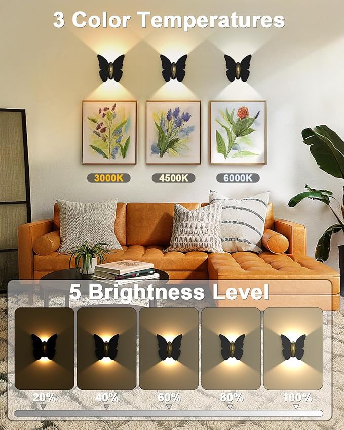 1 Pack Rechargeable Motion Sensor Wall Light: 5000mAh Battery Operated Wall Sconce 3 Colors Wireless Motion Sensor Closet Light Magnetic LED Indoor Up and Down Wall Lamp for Bedroom Hallway Stair