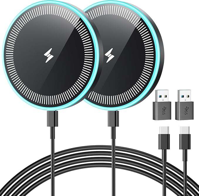 Wireless Charger 2Pack 6FT Samsung Magnetic Wireless Charger Fast Charging Pad with USB-C/A Ports for Samsung Galaxy S26 S25 Ultra/S24 FE/S23 Ultra/S22/S21/Z Google Pixel 9-7, Strong Magnet Technology