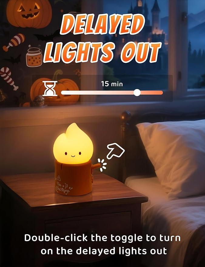 WANIDEA Flameless Candles Lamp, Cute Night Light,Torch Stump Light, LED Tea Lights Candles Rechargeable Night Light,Suitable for Kids lamp Bedroom,Outdoor,Camp, Gift, Christmas,Halloween