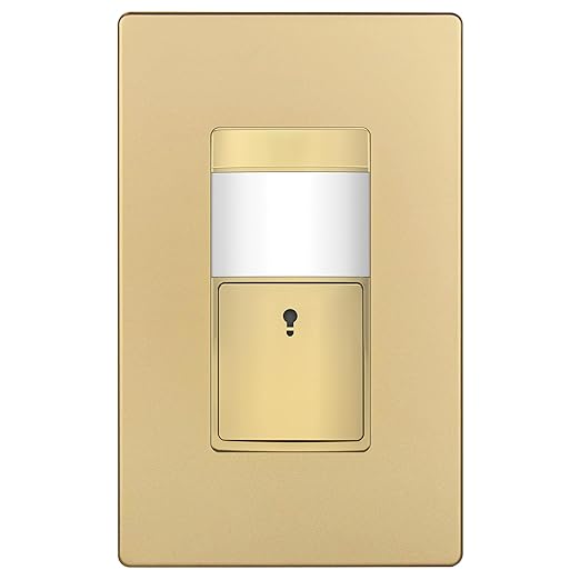 TOPGREENER Motion Sensor Light Switch, Occupancy & Vacancy Motion Sensor Switch, 𝐎𝐩𝐞𝐫𝐚𝐛𝐥𝐞 𝐖𝐢𝐭𝐡𝐨𝐮𝐭 𝐆𝐫𝐨𝐮𝐧𝐝 𝐖𝐢𝐫𝐞, No Neutral Wire, Single Pole, TDOS5-HL-GD, Gold