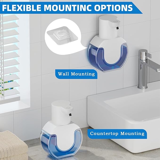 2Pack Automatic Soap Dispenser Touchless, Rechargeable Foaming Soap Dispenser,15oz/420ml Smart Hand Soap Dispensers,4-Level Adjustable,Wall Mount for Bathroom Kitchen Dish Soap(White, Foam)