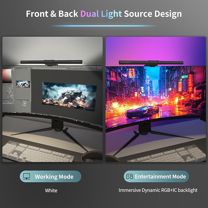 Monitor Light Bar, USB Reading LED Task Lamp with Touch Control, No Screen Glare Dimmable Desk Lamp Computer Monitor Light Bar for Screen Home Office,Work with Alexa and Google Assistant