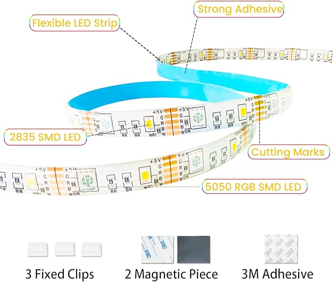 3.3FT Motion Sensor LED Strip Lights with Remote/4Mode, RGB & Warm White Motion Activated LED Strip Lights Dimmable Battery Powered, 16Colors Under Cabinet Lighting for Closet Stairs Home Indoor