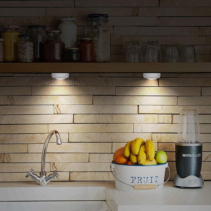 Tap Light 6 Pack Portable LED Puck Touch Night Lights - Battery Operated Under Cabinet Lighting for Kitchen, Closet, Classroom, Indoor & Outdoor