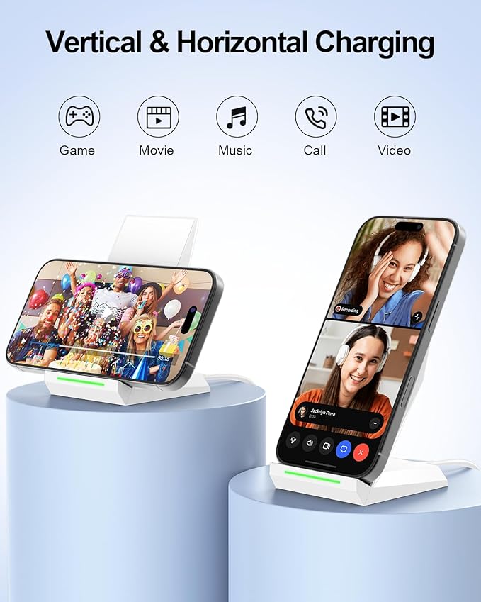 Fast Wireless Charging Stand, Equipped with PD 30W Adapter, High Speed Universal Charger with Extra USB-A Port Compatible with iPhone 17/16/15/14/13/12/11, for Samsung Galaxy S26/S25/S24/S23/S22