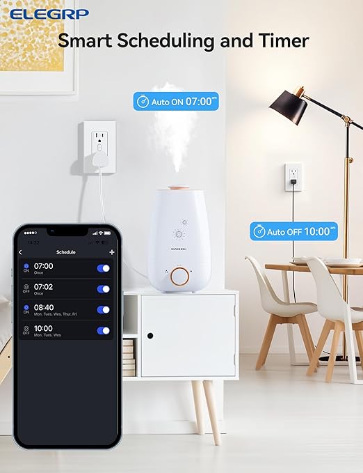 ELEGRP Smart Plug, Smart in-Wall Outlet Compatible with Alexa and Google Assistant, 2.4GHz Wi-Fi Smart Receptacle with Energy Monitoring, No Hub Required, UL Listed, White, 1 Pack