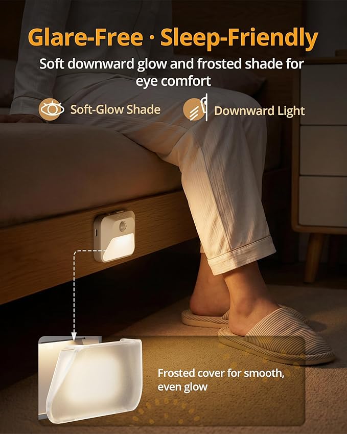 Lyridz Rechargeable Sync Motion Sensor Night Lights with 3-in-1 Charging Dock, Stepless Dimmable Indoor Step Light for Stairs, Hallway, Bathroom, Bedroom, Pets and Nursery, 3 Pack