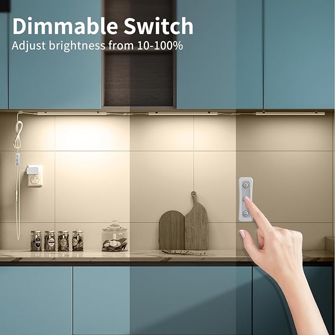 ASOKO Dimmable LED Under Cabinet Lights Warm White 2700K, 3 Pcs 12" Linkable Cabinet Lighting Plug in, 24V ETL Listed Plug, Led Closet Light Bars for Kitchen Counter, Shelf, Bookcase, Showcase etc