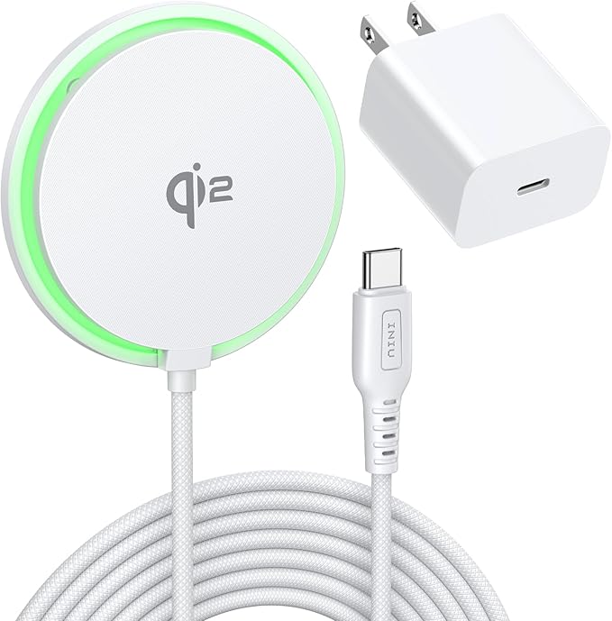 INIU Magnetic Wireless Charger, Qi2 Certified 15W Fast Wireless Charging Pad with Cooling Fan, for iPhone 16 15 14 13 12 Series, AirPods, and More (Adapter Included)