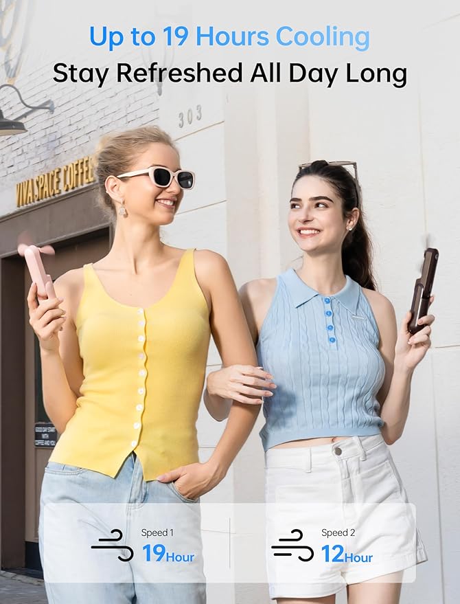 JISULIFE 3 IN 1 Handheld Mini Fan - Portable Fan & Power Bank & Flashlight, 19H Max Cooling, USB Rechargeable, Pocket-Sized for Travel, Cruise, Concerts, Makeup, 2026 Summer Gifts for Women(Brown)