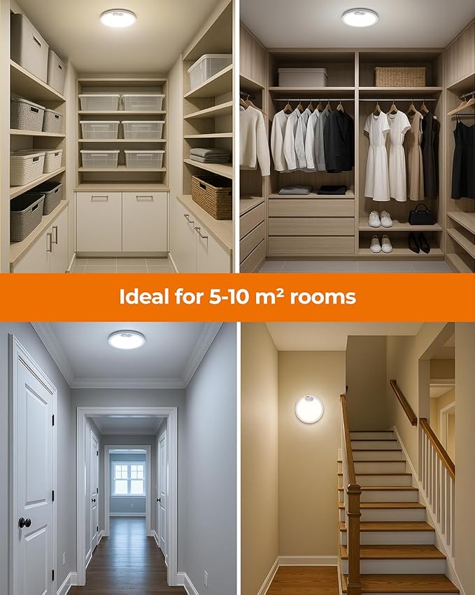 BLNAN Rechargeable Motion Sensor Ceiling Light - Wireless Magnetic Ceiling Light, Remote Control for Color & Brightness, Stick On Battery Operated Light for Shower, Closet, Bathroom, Pantry, Hallway