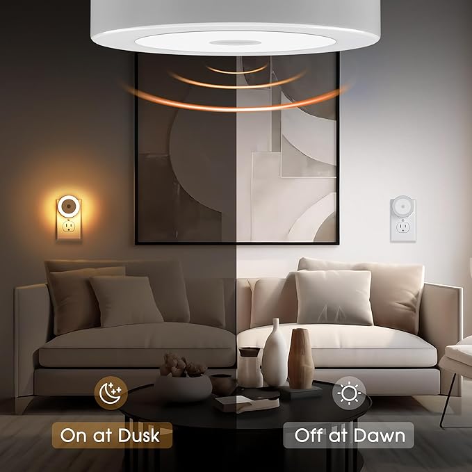 Briignite Night Lights Plug into Wall, [2 Pack], Nightlight with Light sensors, LED Night Light for Kids Room, Baby Night Light, Bathroom NightLights, Stair Lights, Hallway Light, Warm White