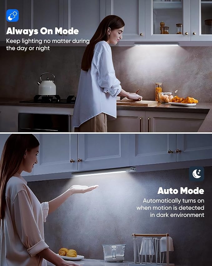 VerRon 5 Pack Under Cabinet Lighting Wireless, Battery Operated Motion Sensor Light Indoor with 3 Color Temps 68 LED, Upgraded 2200mAh Rechargeable Under Cabinet Lights Closet Lights for Kitchen, 10in