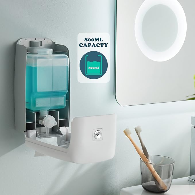interhasa! Soap Dispenser Wall Mount Refillable 28oz Hand Sanitizer Dispenser Commercial Hand Soap Dispenser for Bathroom Support Liquid Gel Soap