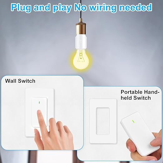 Remote Control E26 E27 Light Bulb Socket Adapter,GreenCyle Wireless Light Switch and 2 Standard Medium Base Lamp Socket Extender 2.3"(5.8cm),Screw-in,Max 500W,No Wiring Needed,500ft RF Range,for Lamp