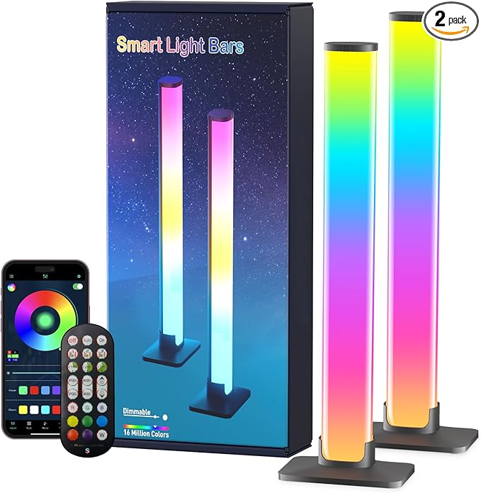 Barhootao RGB Light Bar,Smart LED Light Bar for Room,16 Million Colors,Three Control Modes,Dynamic Music Sync Mode,213 Preset Modes,USB Interface（Without Adapter）
