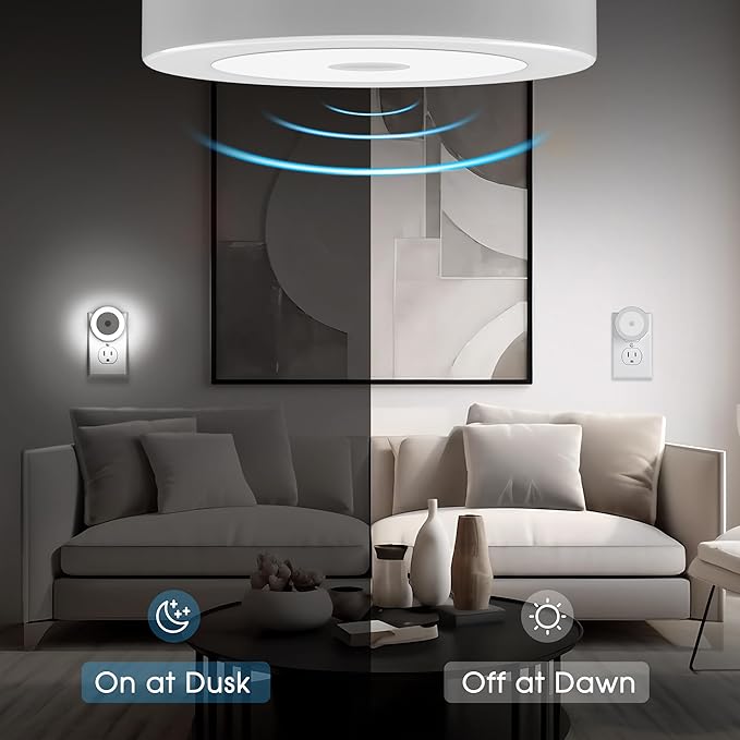 Briignite Night Lights Plug into Wall, [4Pack], Nightlight with Light Sensors, LED Night Lights for Kids Room, Baby Night Light, Bathroom Night Light, Stair Lights, Hallway Light, Cool White