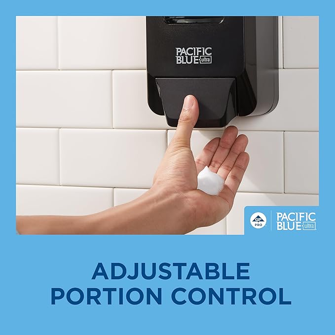 Pacific Blue Ultra Wall-Mounted Manual Dispenser for Foaming Hand Soap and Hand Sanitizer by GP PRO (Georgia-Pacific), Brushed Stainless, 53060, 11.5" W x 5.6" D by 4.4" H