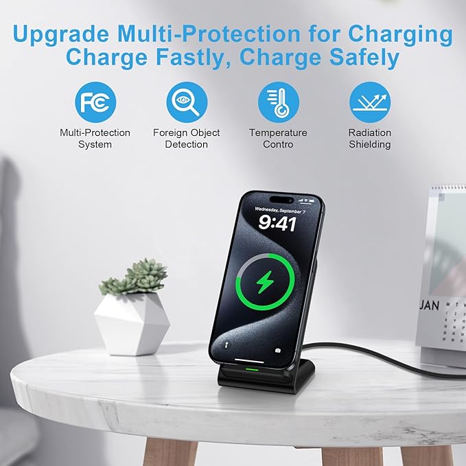 Samsung Galaxy S25 Ultra Wireless Charger Stand for Galaxy S26 S25 Edge S24 S23 S22 S21 S20 S10,15W 2Pack Phone Charger Wireless Android Charging Station for Google Pixel 10 9 8 7 Pro,iPhone 17 16 15
