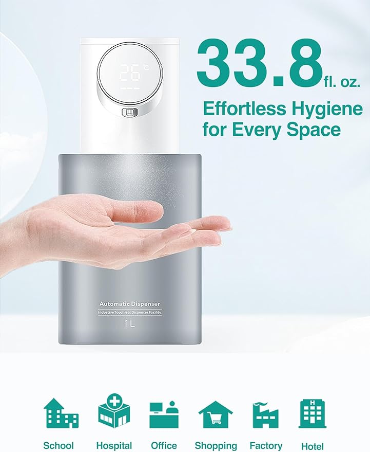 INUSO® Touchless Alcohol Spray Dispenser – Rechargeable 1000ml/33oz Desktop Automatic Hand Sanitizer Dispenser Station, Liquid Hand Sanitizer Spray Dispenser for Home, Office, School, Hospital Use