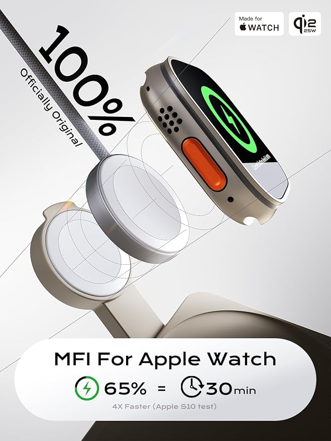 THREEKEY 3 in 1 Qi2 Charger for MagSafe, 25W Wireless Charging Station with MFi-Certified Apple Watch Module for iPhone 17/16/15/14/13/12, AirPods, Pixel 10 Pro XL, 45W Adapter