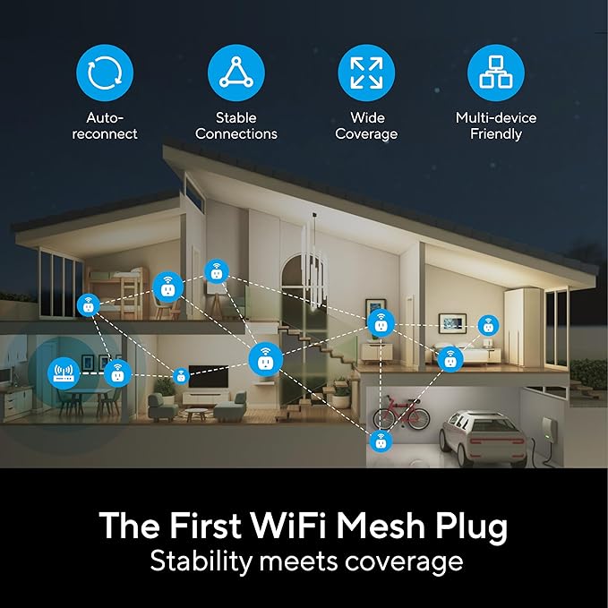UTEC Smart Plug, Wi-Fi Mesh Outlet, 15A Ultra Efficient Smart Plug Compatible with Alexa, Google Home & IFTTT, No Hub Required, 2.4GHz Wi-Fi Only, Remote Control, ETL Certified, 2 Pack