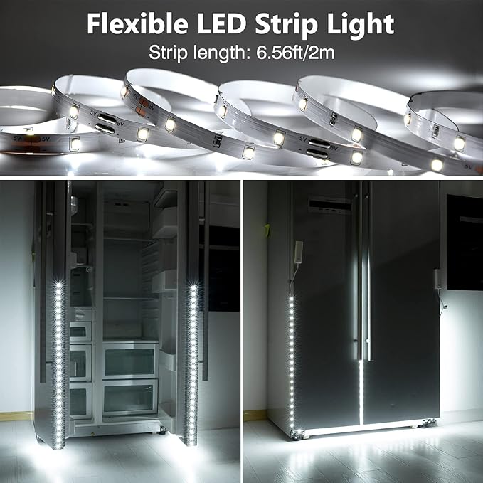 WOBANE LED Closet Light Motion Activated, Battery Powered LED Strip, Stick-on Anywhere Homelife Motion Sensor LED Lighting, Rechargeable Night Light for Closet Hallway Stairway 6.56ft, 6000K White