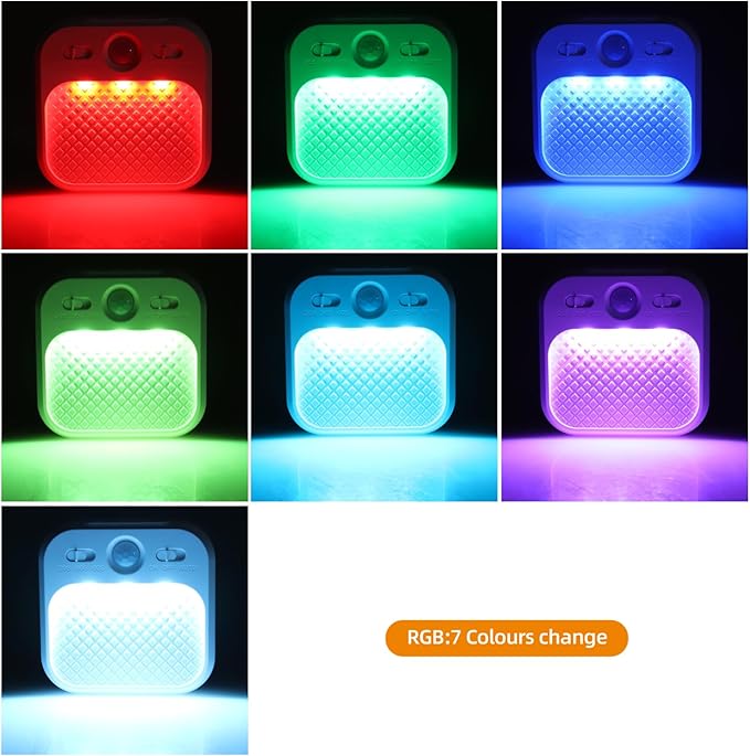 DAMI Led Night Light with Motion Detector 2 Pack, Cabinet Light Dimmable with Timer Function, Staircase Lighting RGBW, Hallway Light Rechargeable 600mAh for Children's Room