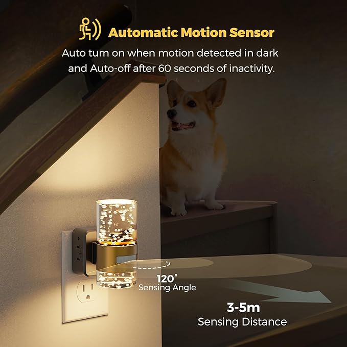 L LOHAS LED Motion Sensor Night Light,Dimmable Night Lights Plug into Wall, 2 Pack Acrylic Nightlight with 0-100 LM Adjustable Brightness, 3000K Plug in Night Light for Bathroom Hallway